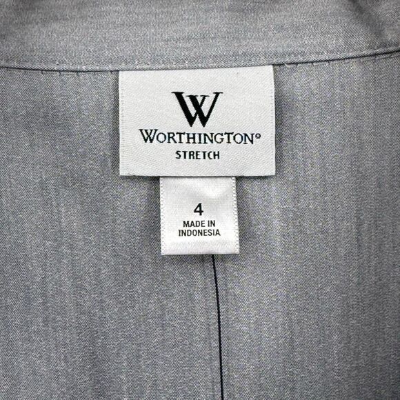 Worthington Grey Stretch Button Down Shirt Long Sleeve Career Blouse Women 4 NWT - Picture 3 of 5